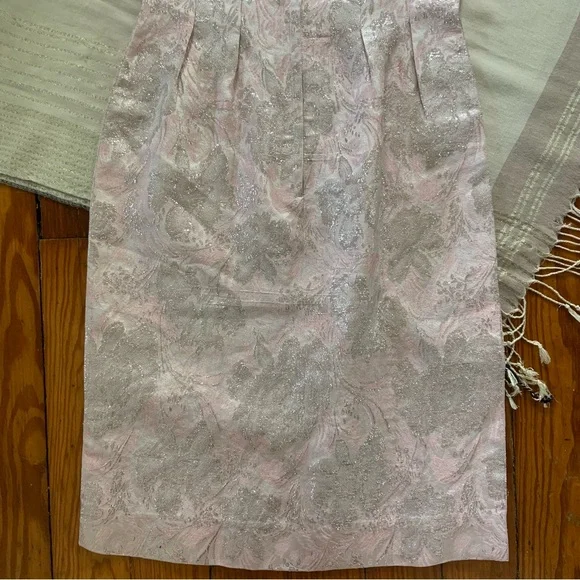 Vintage 1950s-1960s Metallic Floral Sleeveless Cocktail Dress - Picture 10 of 12